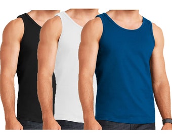Men's Vests Sleeveless 100% Cotton Summer Tank Top GYM Pack Plain S-5XL