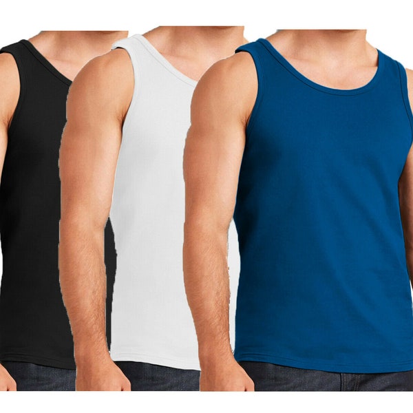 Men's Vests Sleeveless 100% Cotton Summer Tank Top GYM Pack Plain S-5XL