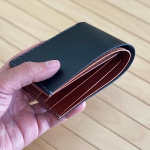 Bifold Leder Portemonnaie - Minimal EDC Portemonnaie, Herren Geschenk, schmaler Geldschein und Karten