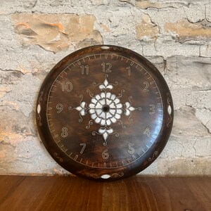 wooden mother-of-pearl wall clock, decorative wall clock, handmade wall clock