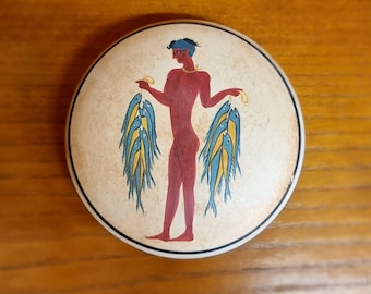 Hand-Painted Ceramic Jewelry Box - Greek Souvenir Decor with Traditional Motifs