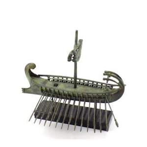 Trireme, Ancient Bronze Miniature Ship Trireme - Bireme - Penteconter - Athenian Spartan