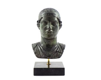 Handcrafted Delphi Charioteer Bust - Ancient Greek Bronze Sculpture Replica - Collectible Art - Home Decor