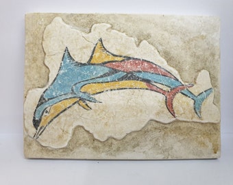 Fresque Murale Minoenne - Dauphins De Knossos - Petit Format - Artisanat Grec - Neuf