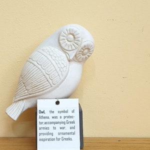 Greek Terracotta Owl - Handcrafted White Clay Sculpture, Traditional Home Decor, Artisan Crafted Figurine