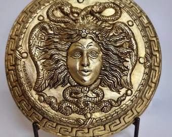 Goddess Athena Shield With Medusa Head and Greek Key, Greek ...