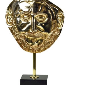 King Agamemnon Mycenae Mask Replica 1600 BC Gold-Plated Copper Museum-Quality Collectible image 3