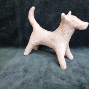 CYCLADIC white clay 3RD-2ND MILL.BCE terracotta of a dog . Replica from British Museum of London.