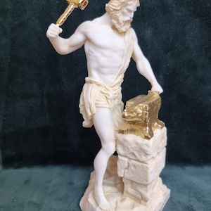 Hephaistos-Skulptur – handgefertigte Statue des antiken griechischen Gottes der Schmiede, mythologische Wohndekoration, handwerkliche Metallarbeit
