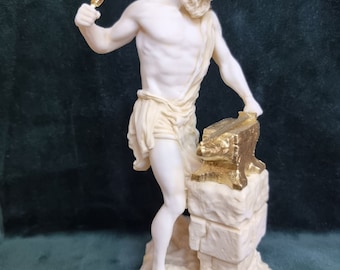 Hephaestus-sculptuur - handgemaakte oude Griekse god van de smidse, mythologisch interieur, ambachtelijk metaalwerk