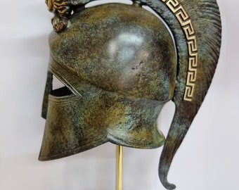 Greek Mythology Bronze Helmet - Herakles Collectible - Antique Replica for History Enthusiasts