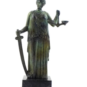 Themis Bronze Sculpture Ancient Greek Roman Goddess Museum Replica Handmade
