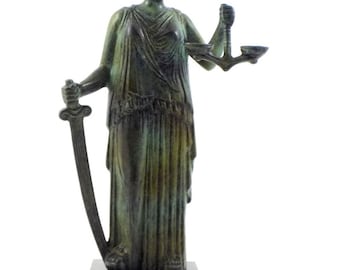 Themis Bronze Sculpture Ancient Greek Roman Goddess Museum Replica Handmade