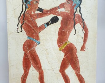 Boxer fresco painting from Santorini Thira , Museum copy for gift for her , Exact copy from National museum