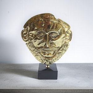 Agamemnon Bronze Burial Mask – Solid Cast Sculpture | Handmade in Greece | Ancient Mycenaean Artifact Replica
