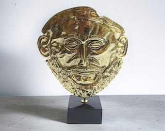Agamemnon bronsgravmask – massiv gjuten skulptur | Handgjord i Grekland | Replika av forntida mykensk artefakt