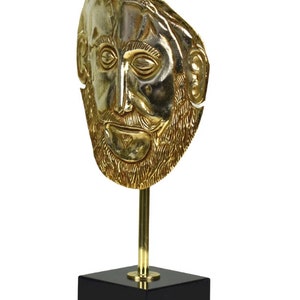 King Agamemnon Mycenae Mask Replica 1600 BC Gold-Plated Copper Museum-Quality Collectible image 2