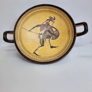 Laconian Black figure Kylix with an Hoplite (Soldier), Reproduction from British Museum