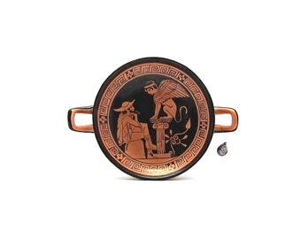 Attic Red-Figure Kylix: Oedipus and the Sphinx of Thebes - Reproduction from Vatican Museum