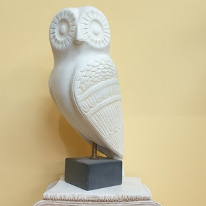Greek Terracotta Owl - Handcrafted White Clay Sculpture, Traditional Home Decor, Artisan Crafted Figurine Handmade