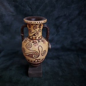 Handcrafted Greek Amphora Vase - Ancient Style Ceramic Pottery - Decorative Urn for Home and Garden
