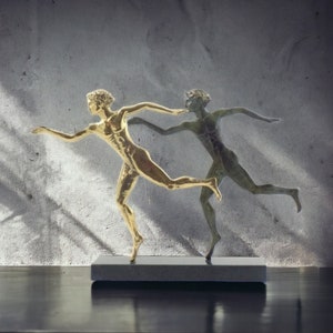 Bronze Marathon Runner Statue - Handcrafted, Athletic Decor, Victory Runner Figurine, Long-Distance Race, Sports Art