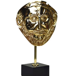 King Agamemnon Mycenae Mask Replica 1600 BC Gold-Plated Copper Museum-Quality Collectible image 1