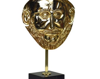 King Agamemnon Mycenae Mask Replica - 1600 BC Gold-Plated Copper Museum-Quality Collectible