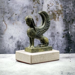 Handcrafted Bronze Sphinx Statue - Antique Egyptian Mythological Home Decor - Unique Artisan Sculpture