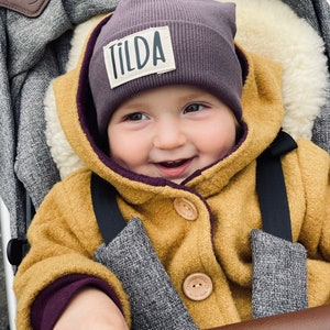 Handmade Baby Kids Hipster Beanie Rib Gift Winter Autumn Hat Name Personalized Rib Jersey