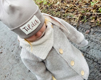 Handmade Baby Kinder Hipster Beanie Ripp Geschenk Winter Herbst Mütze Name personalisiert Rib Jersey