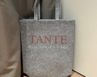 Tragetasche Umhängetasche Filztasche Tasche Shopper Schultertasche Filz Tante Muttertag personalisiert Geschenk Weihnachten Geburtstag