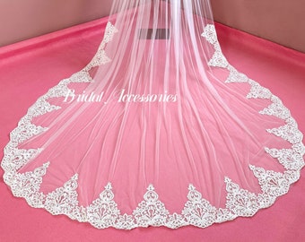 Wedding Lace Shawl,Bridal Tulle Cape,Long Cathedral Shoulder Veil,Whtie/Ivory Cloak,Cape Veil,Bridal Cover Up,Wedding Capelet