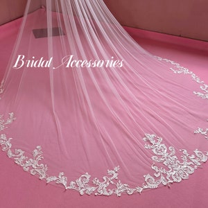 Simple Lace Edge Bridal Veil, Lace Wedding Veil, Cathedral Veil, Classic Veil, White Veil, Bridal Veil