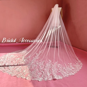 Luxurious Floral Lace veil,Long Veil,Lace Veil,One Layer Veil,Cathedral Wedding Veil,Comb Veil,Royal Veil,Bridal Veil,Bridal Accessories