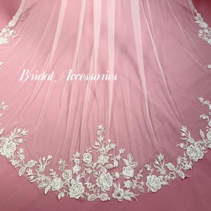 Floral Lace Wedding Veil,Sequin Veil,Bridal Veil with Lace,Cathedral Veil,Floor Length Veil,Bridal Lace Veil,Modern Veil,Ivory Veil