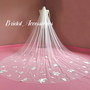 Beautiful Floral Lace Bridal Veil,Floral Lace Wedding Veil,White Veil, Royal Wedding Veil,Tulle Veil,Cathedral Veil,Bridal Lace Veil,Veil