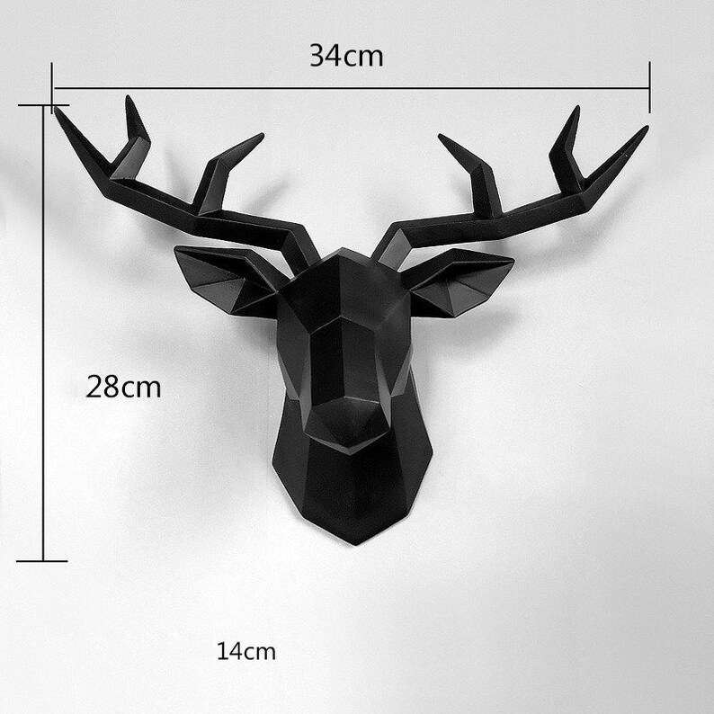 3D Modern Deer Wall Sculpture Geometric Deer Head Statue Etsy