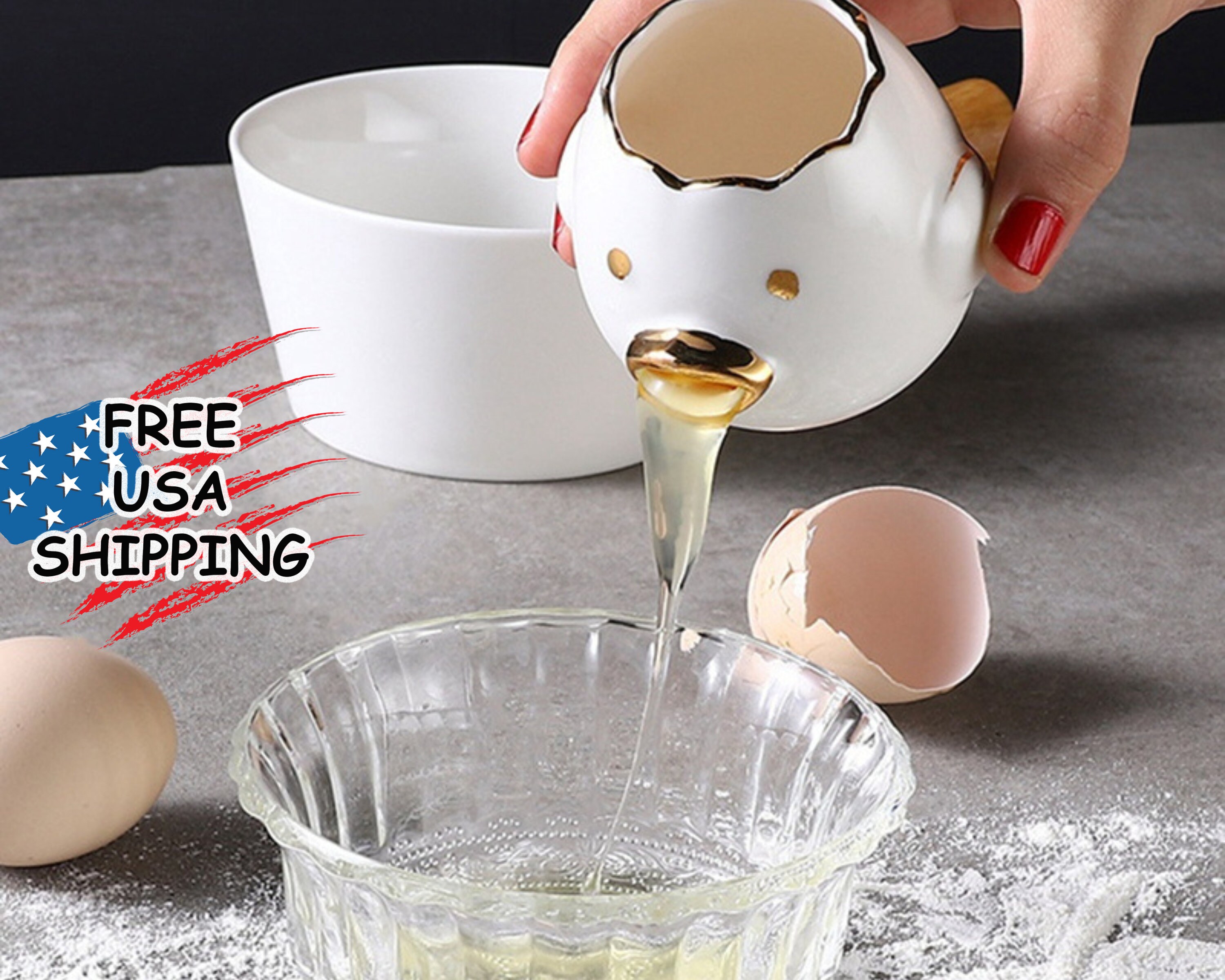 NaiCasy Egg Yolk Separator Egg White Filter for Kitchen Baking Tools Flip Cooker Red 