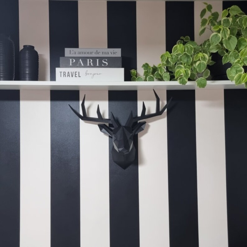 3D Modern Deer Wall Sculpture Geometric Deer Head Statue Etsy