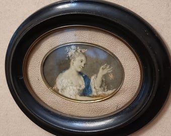 Rosalba Carriera Miniatur Portrait, Frau mit Blumen, Ovaler Rahmen
