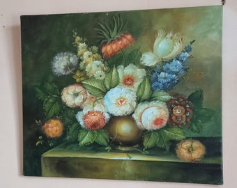 Belle peinture à l'huile française Fleurs dans le vase sur toile