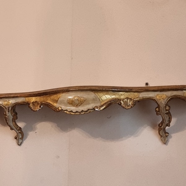 Italian Florentine Ornate Gold Wall Display Shelf / Console Table / Pedestal Shelf/canopy polychrome Wood with beautifull ornament