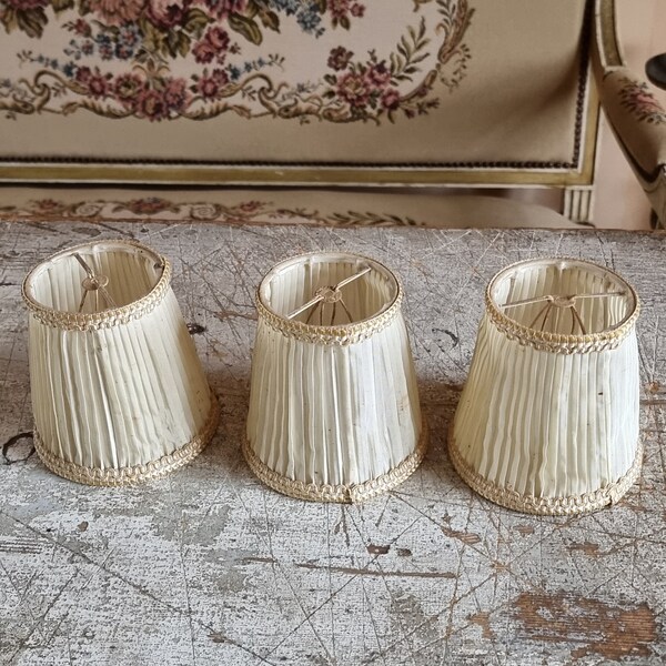 Set of 3 old French lampshades/abat jours