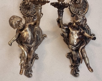 Beautifull Paire of French bronze Angel sconces