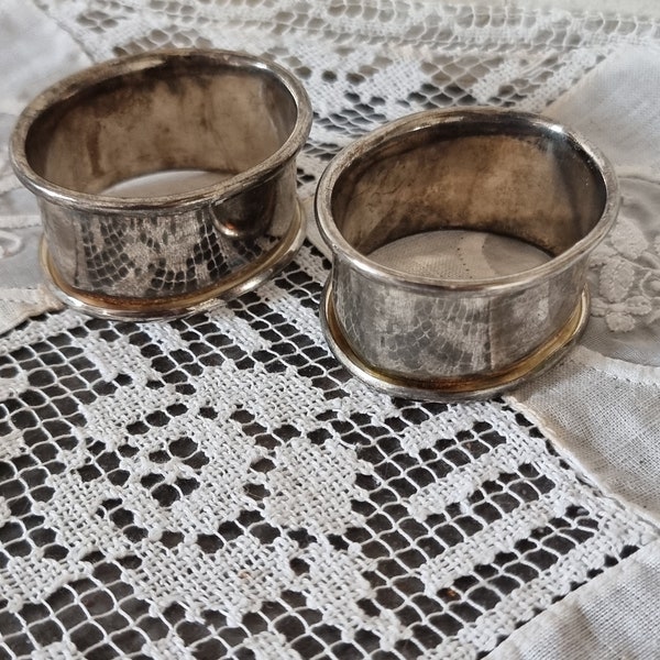 Set Of two French silverplated napkin rings no hallmarked