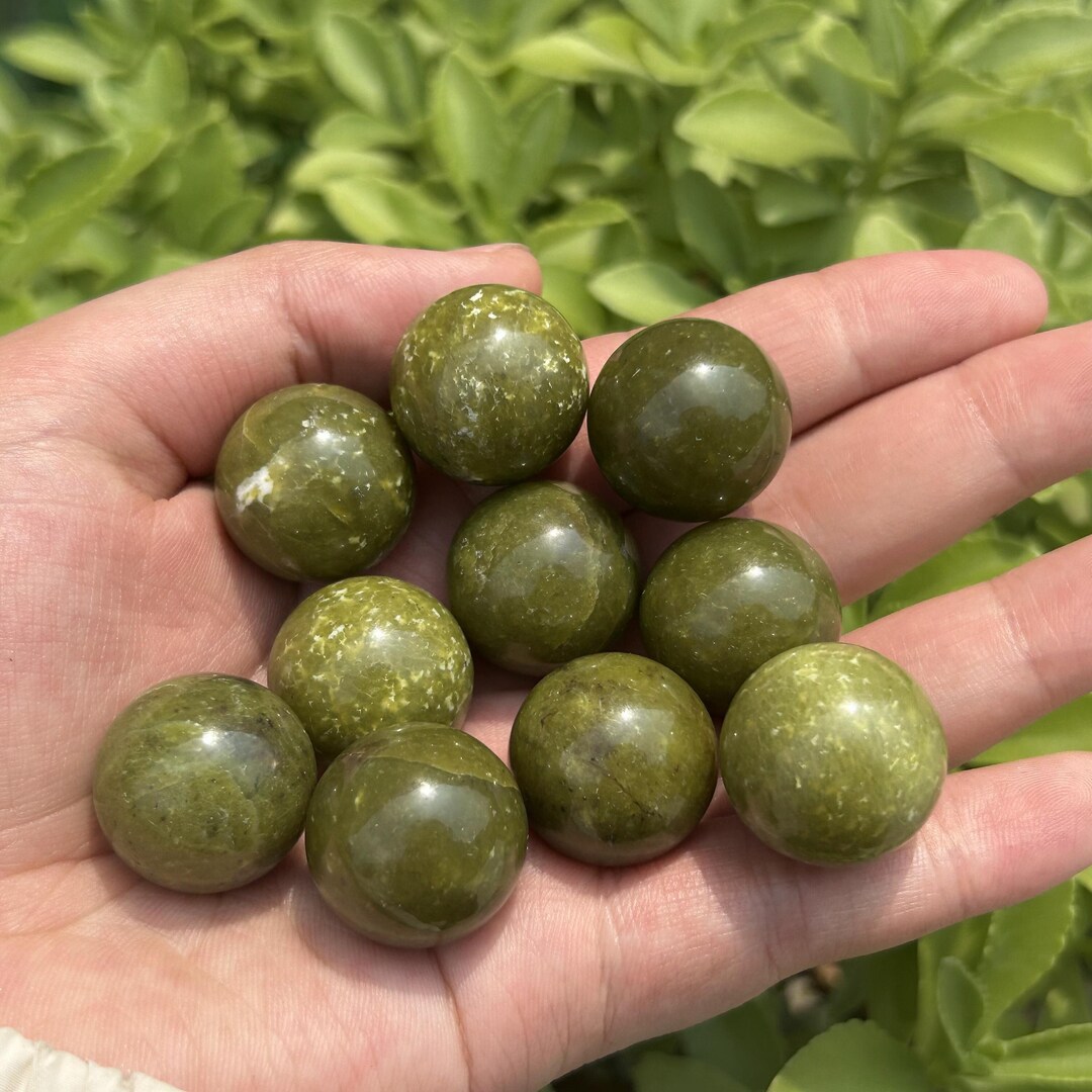 20mm Natural Lemon Jade Stone Spherelemon Jade Stone Ball Etsy