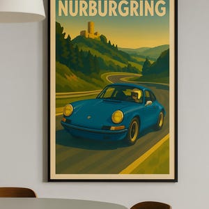 Vintage Nurburgring Car Art, Retro Travel Print, Matte Vertical Poster, Wall Decor Gift, Home Office Decoration