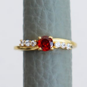 Garnet Ring, Handmade Silver Ring, Bohemian Ring, Sterling Silver Ring, Gold Plated Ring, Women&#39;s Ring, Birthstone Ring, Engagement Gift