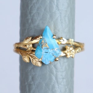 Copper Turquoise Ring ~ Gemstone ~ Natural ~ 18k Gold Plated ~  Handmade ~ Boho ~ December Birthstone ~ Nature Inspire Ring ~ Gift Jewelry